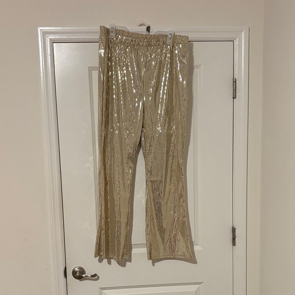 Serra Metallic Gold Sequin Pants